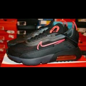 Red and neon black 2090 shoes